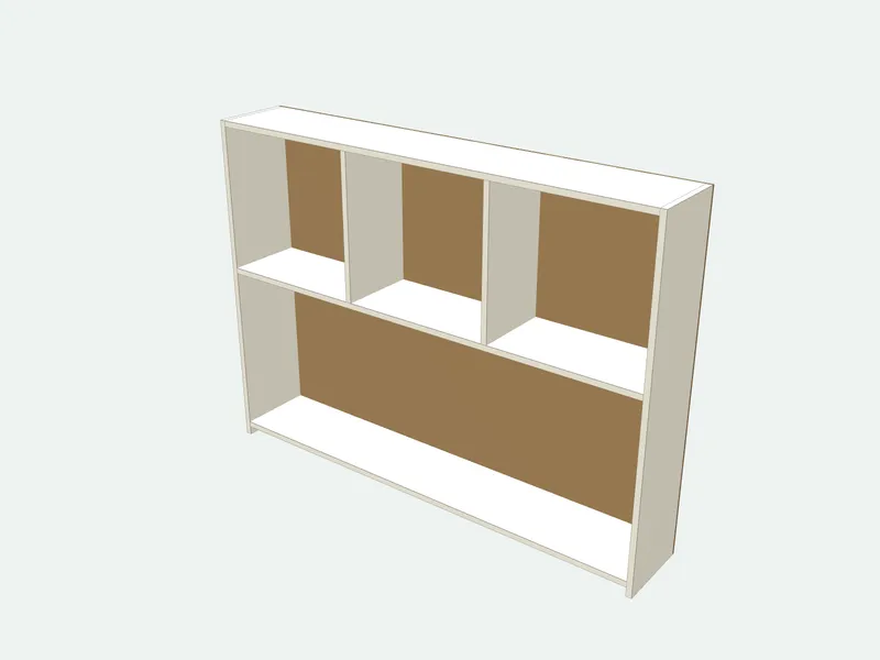 Bookcase headboard plan in 3D