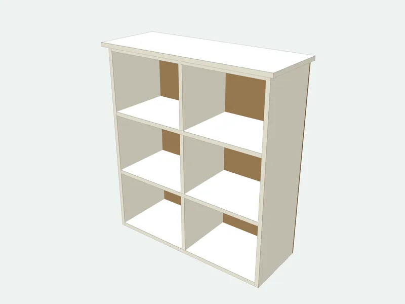Bookcase dollhouse plan in 3D