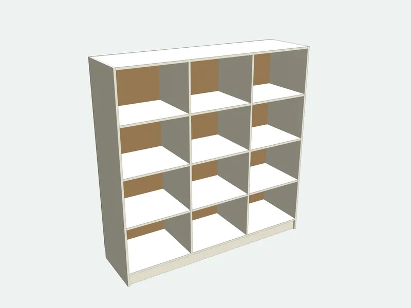 Garage shelving unit seen from the other side