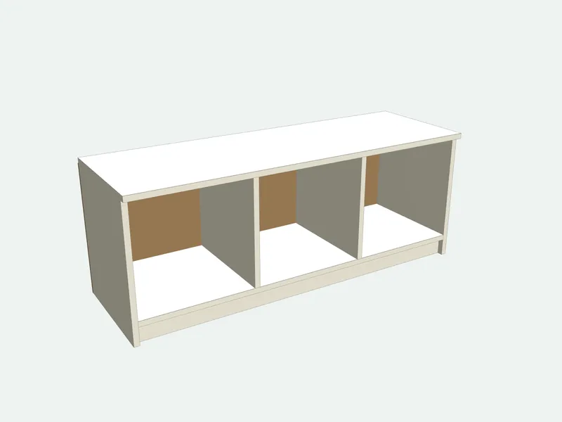 Storage bench seen from the other side