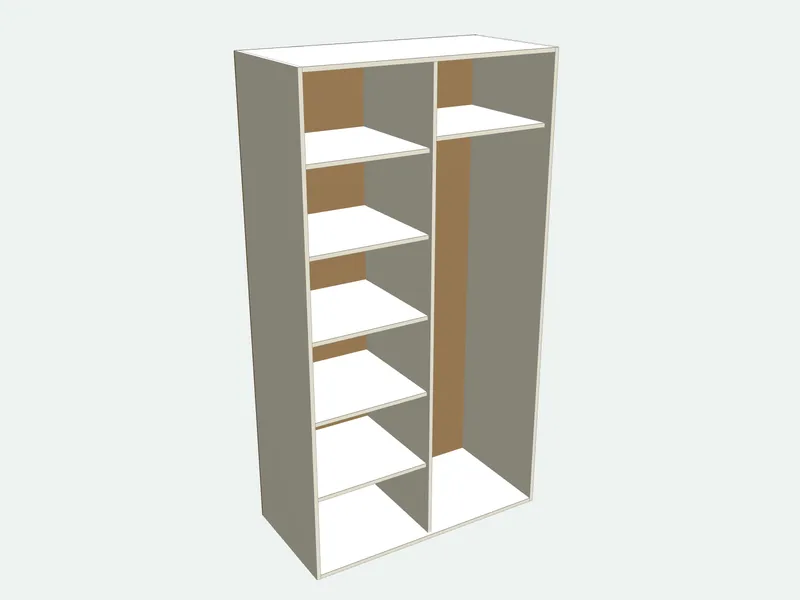 Wardrobe with the doors removed, showing the inside